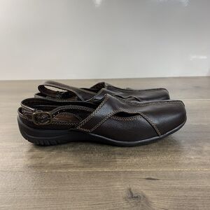 East Street Womens Slingback Shoes Size 10 W Brown Sandals Slip On Ankle Strap